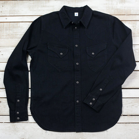 8oz Stretch Denim Western Shirt Schwarz