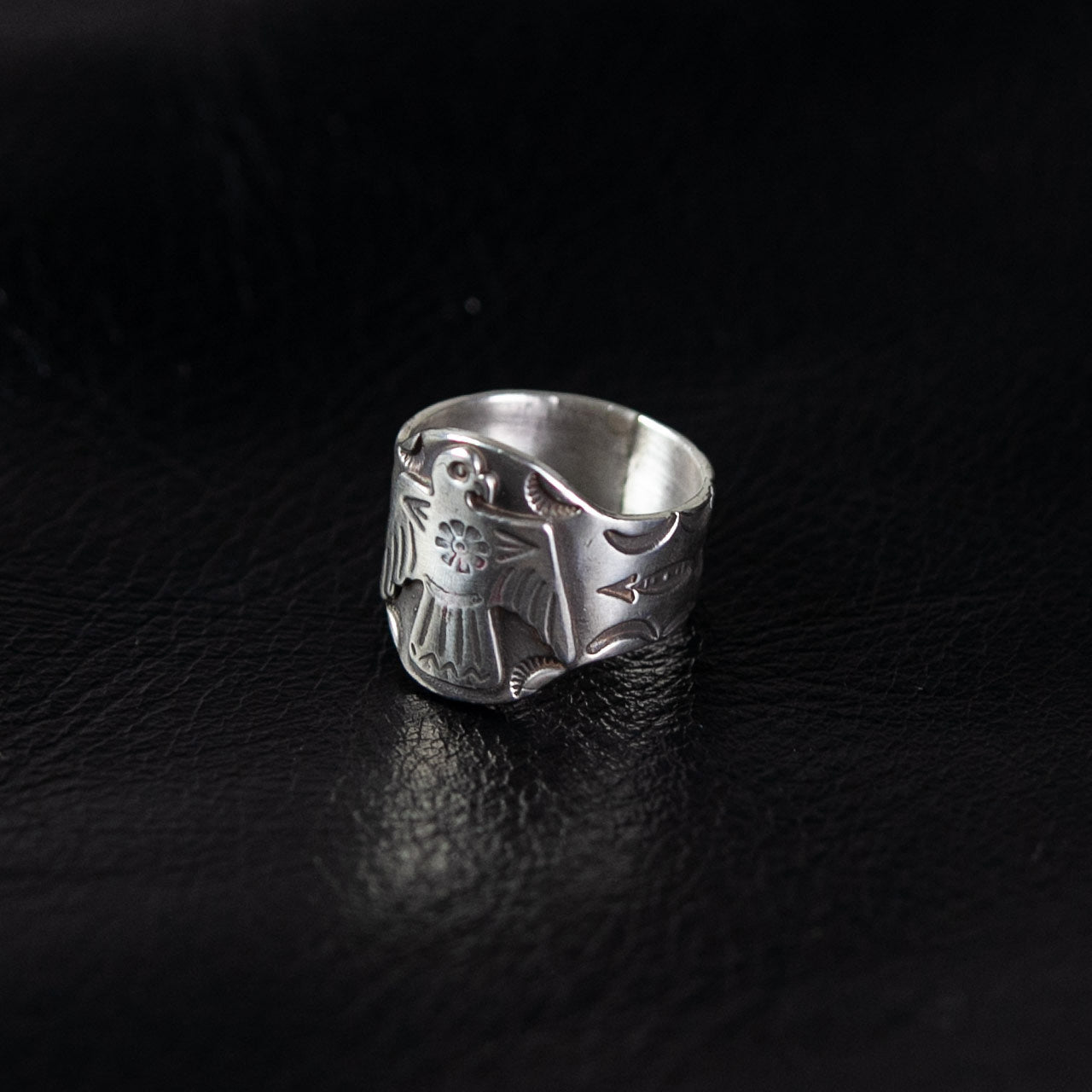 Love Bird Cigar Band Ring Silber