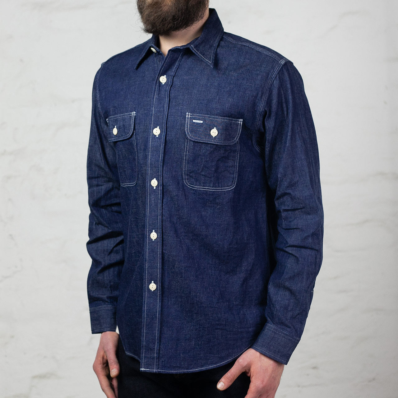 SC27852 Blue Denim L/S Work Shirt Indigo