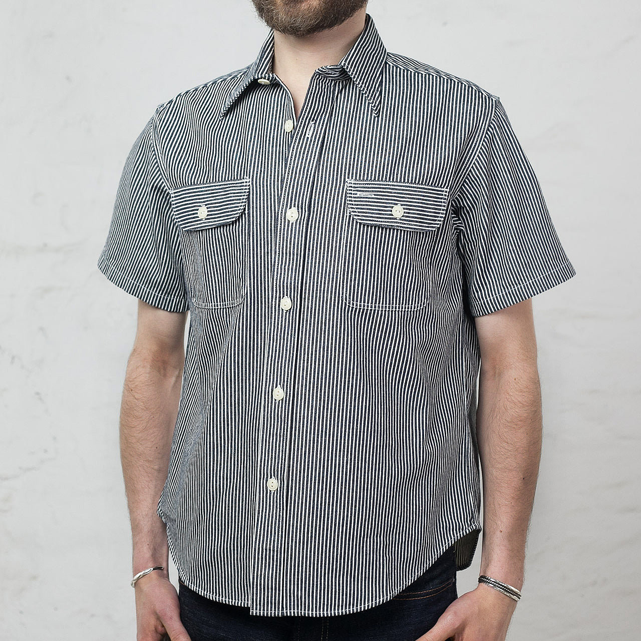 SC37944 Hickory Stripe Work S/S Shirt