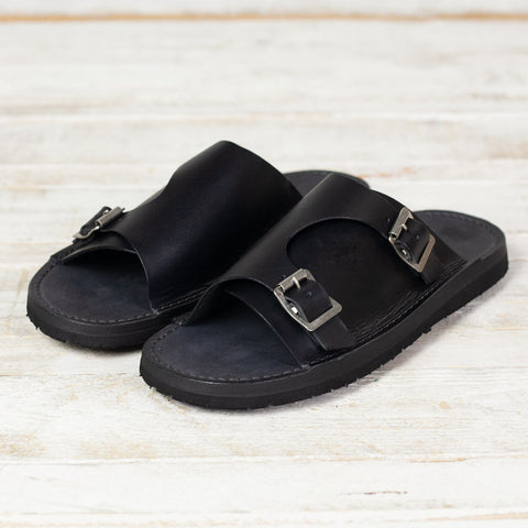 Double Monk Sandal Schwarz