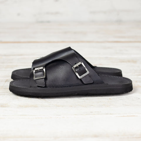 Double Monk Sandal Schwarz