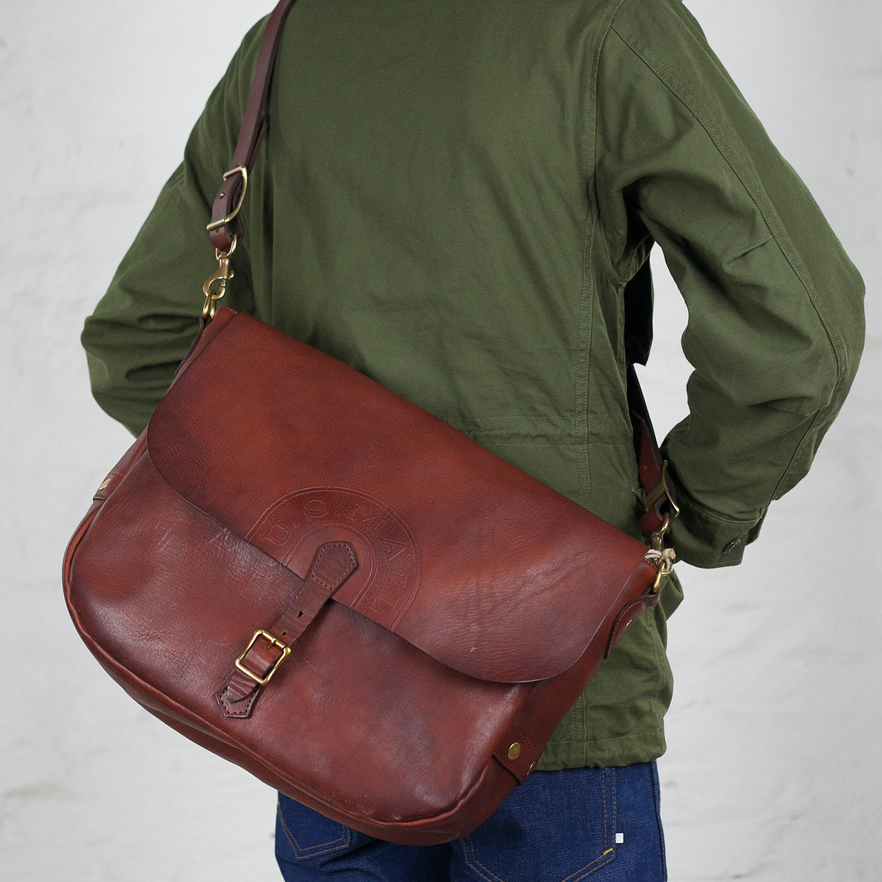 Leather Postman Bag US Mail Brown