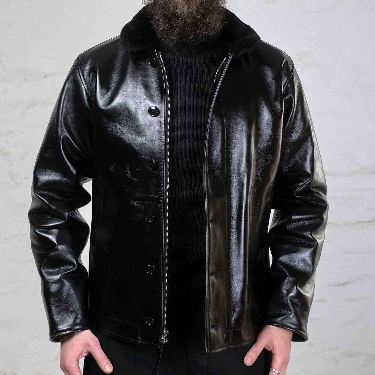 William Gibson N-1 Leather Jacket Schwarz