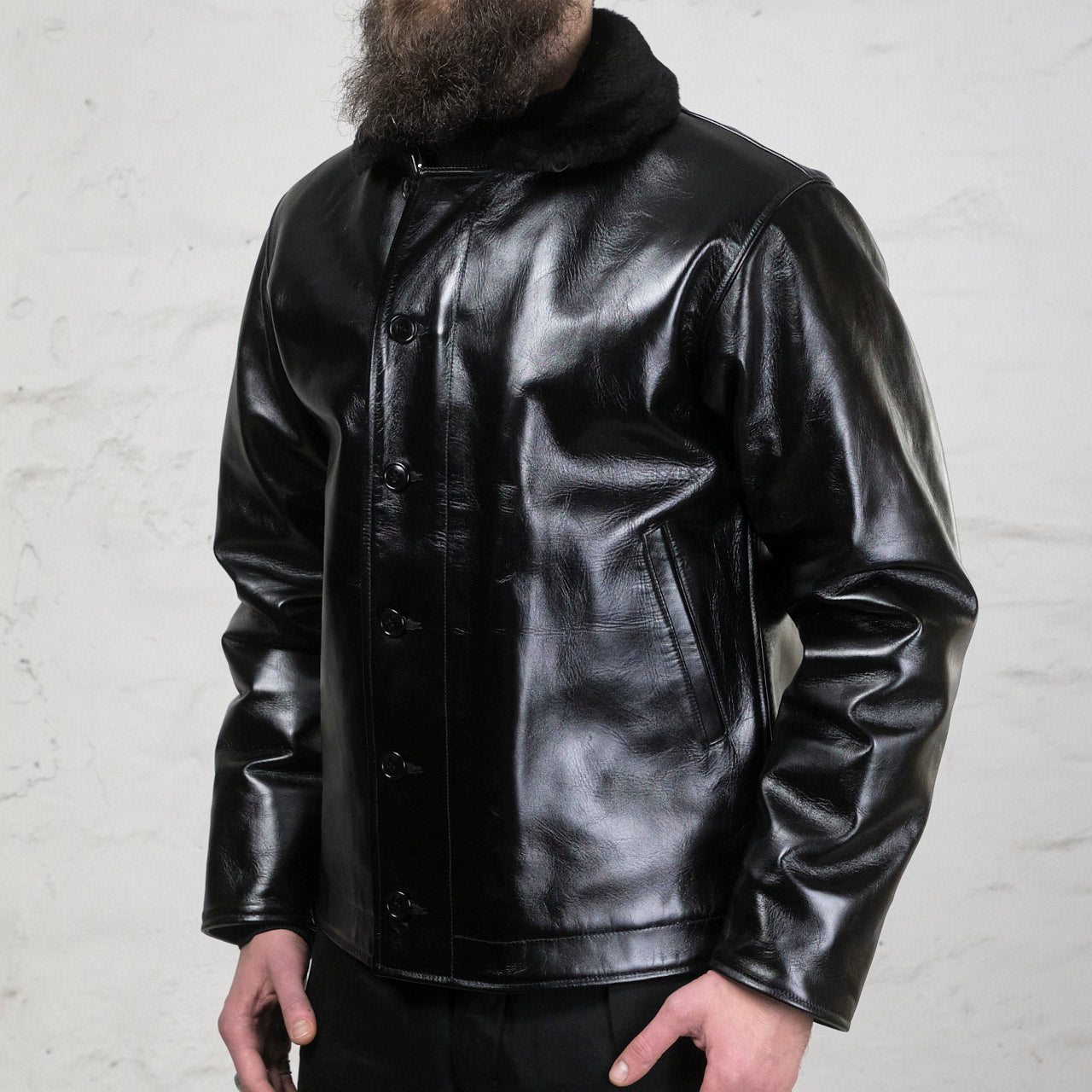 William Gibson N-1 Leather Jacket Schwarz