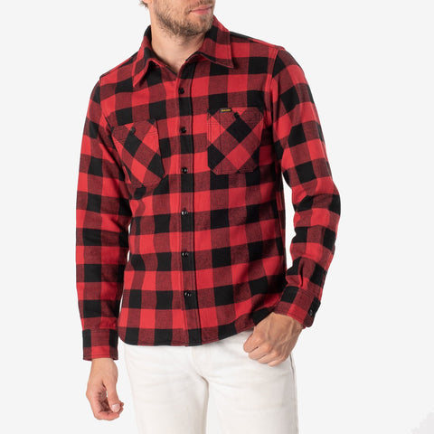 IHSH-244-RED Work Shirt Buffalo Check Red