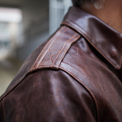 A-2 Pearl Harbor Time Worn Leather Jacket Brown